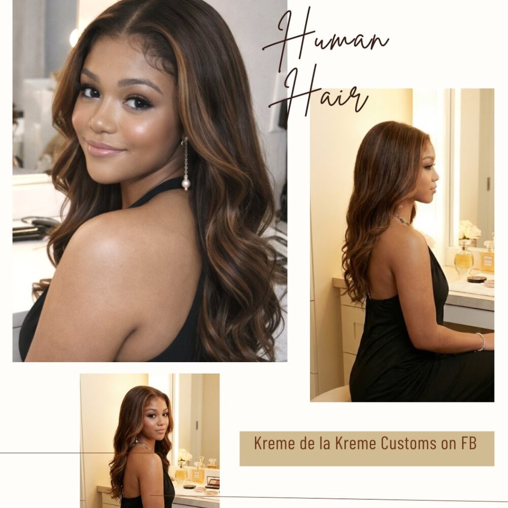 ✨22-26 Inch Layered & Styled Human Hair Lace Wig With Highlights Virgin Color✨ - Picture 2 of 16